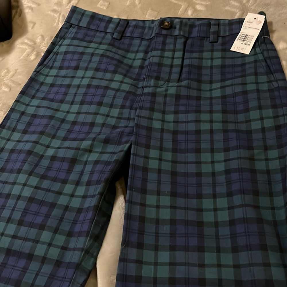 Vineyard, vines, black watch plaid Freaker pants, size 16